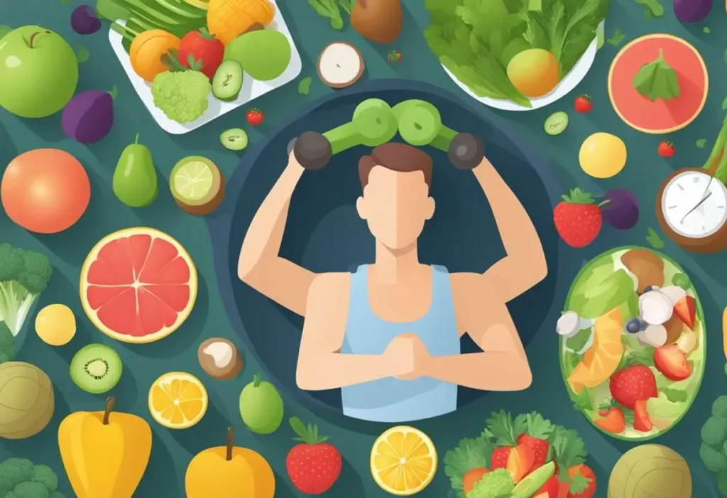 Chest Workout to Lose Chest Fat - an illustrated person representing healthy eating and lifting