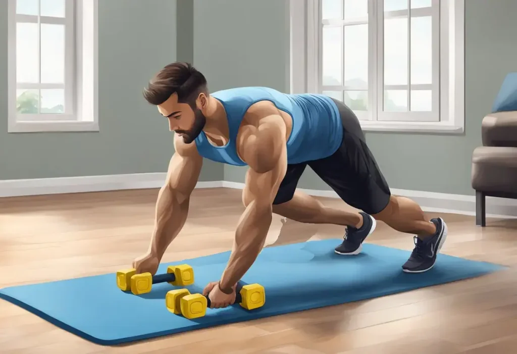 Chest Workout to Lose Chest Fat - an illustrated man doing a home workout